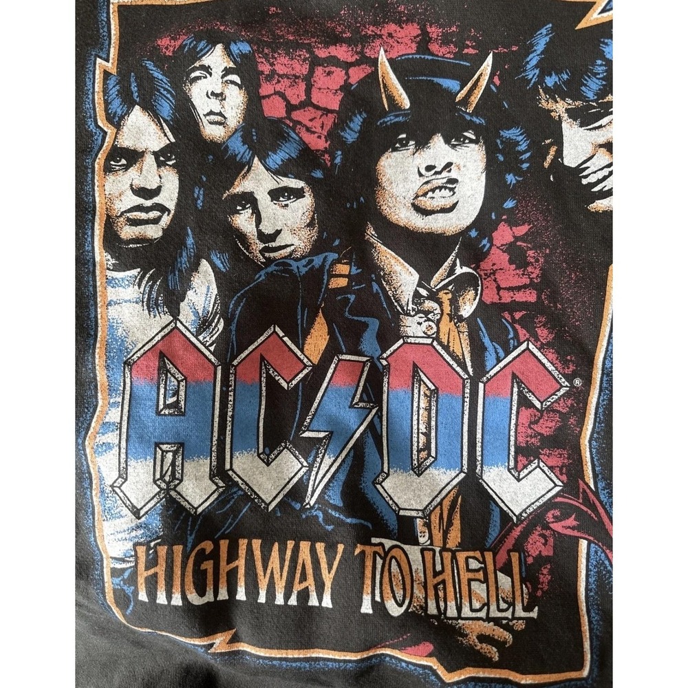 Cotton On Sweatshirt Mens Medium Black Pullover AC/DC Highway To Hell‎ Fleece